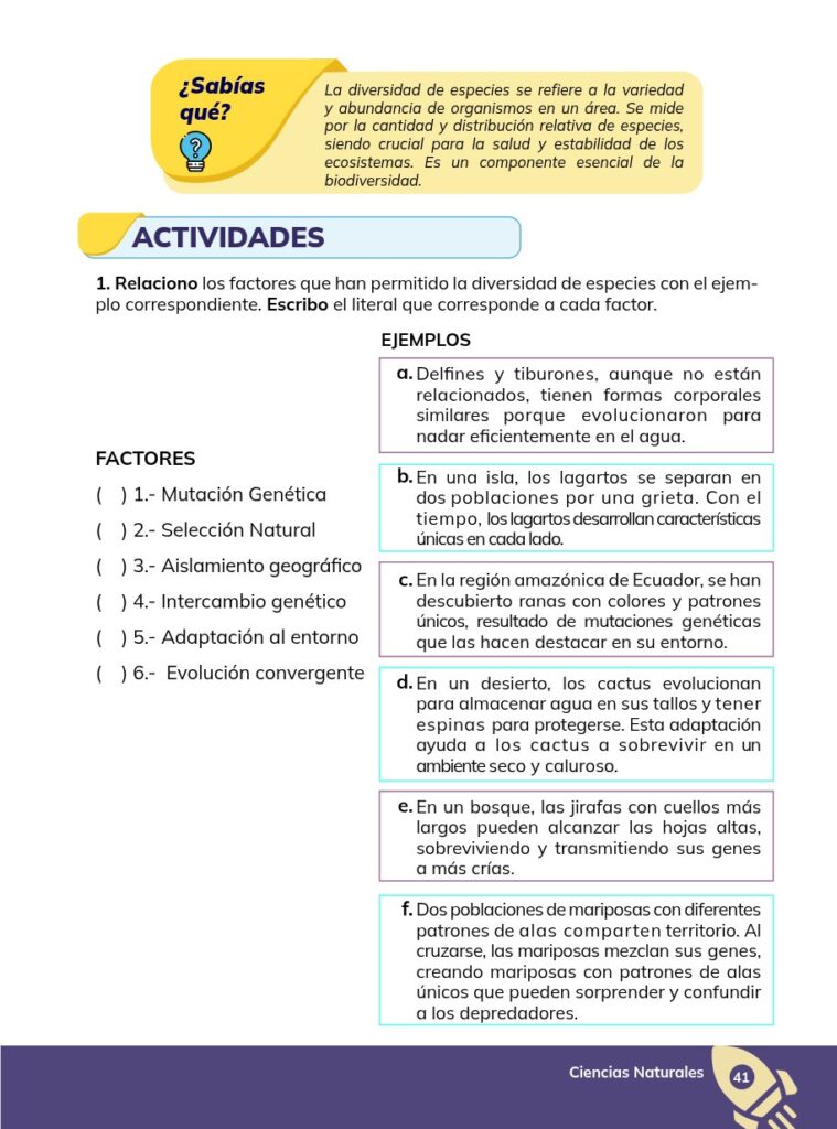 CIENCIAS NATURALES - Educación General Básica - Subnivel Sup - Página 42 - Ejercicios Resuelto