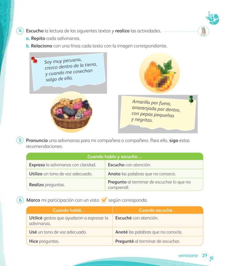 Comunicación – 1 – Mi cuaderno de autoaprendizaje - Página 29 - Contenido informativo Resumido