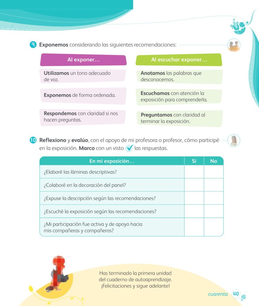 Comunicación – 1 – Mi cuaderno de autoaprendizaje - Página 42 - Contenido informativo Resumido