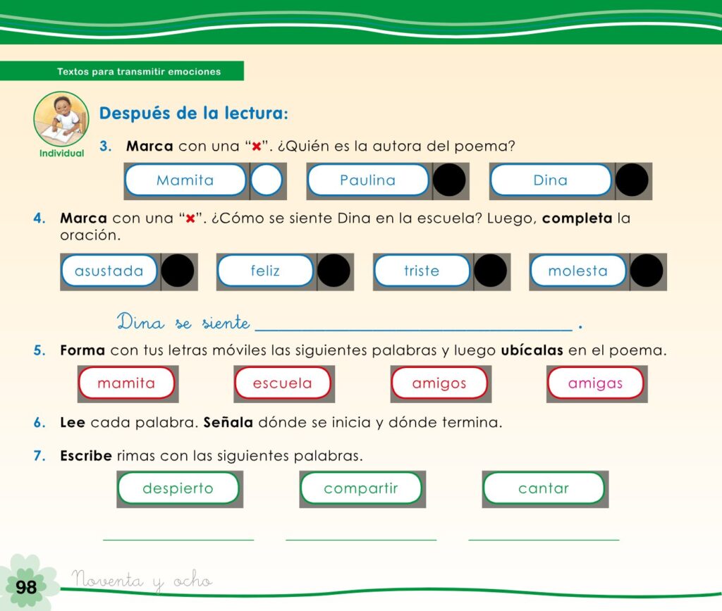 Cuaderno de trabajo – Comunicación – 1 - Página 100 - Contenido informativo Resumido