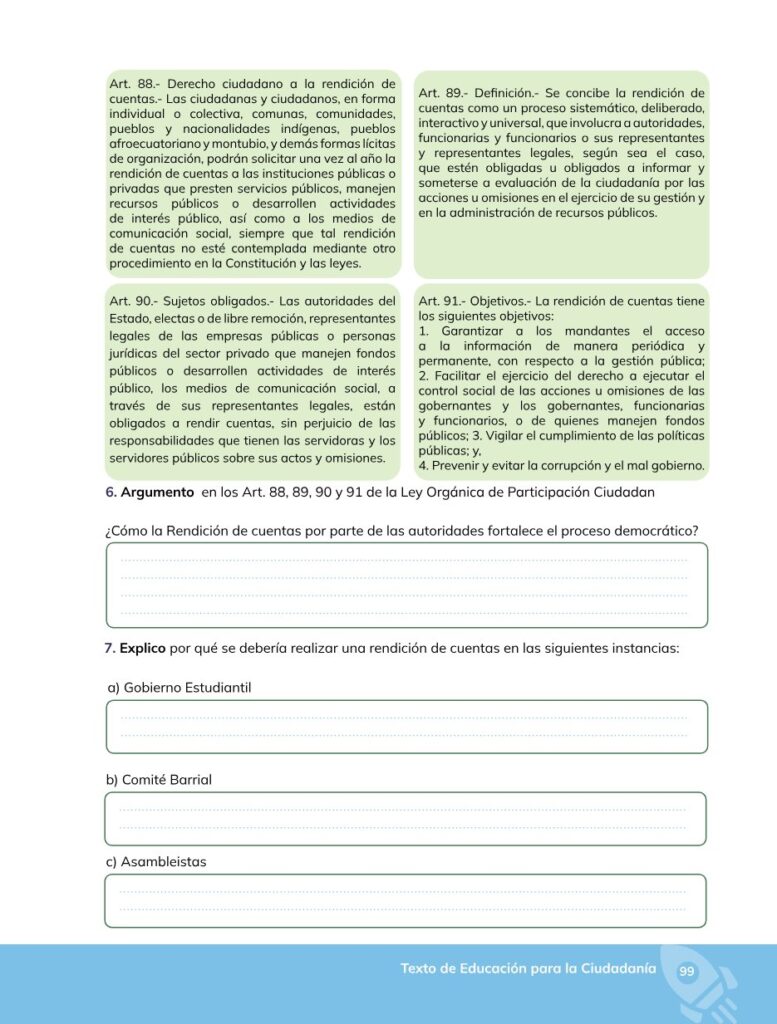 Educación para la Ciudadanía – Bachillerato General – Primer - Página 100 - Contenido informativo Resumido