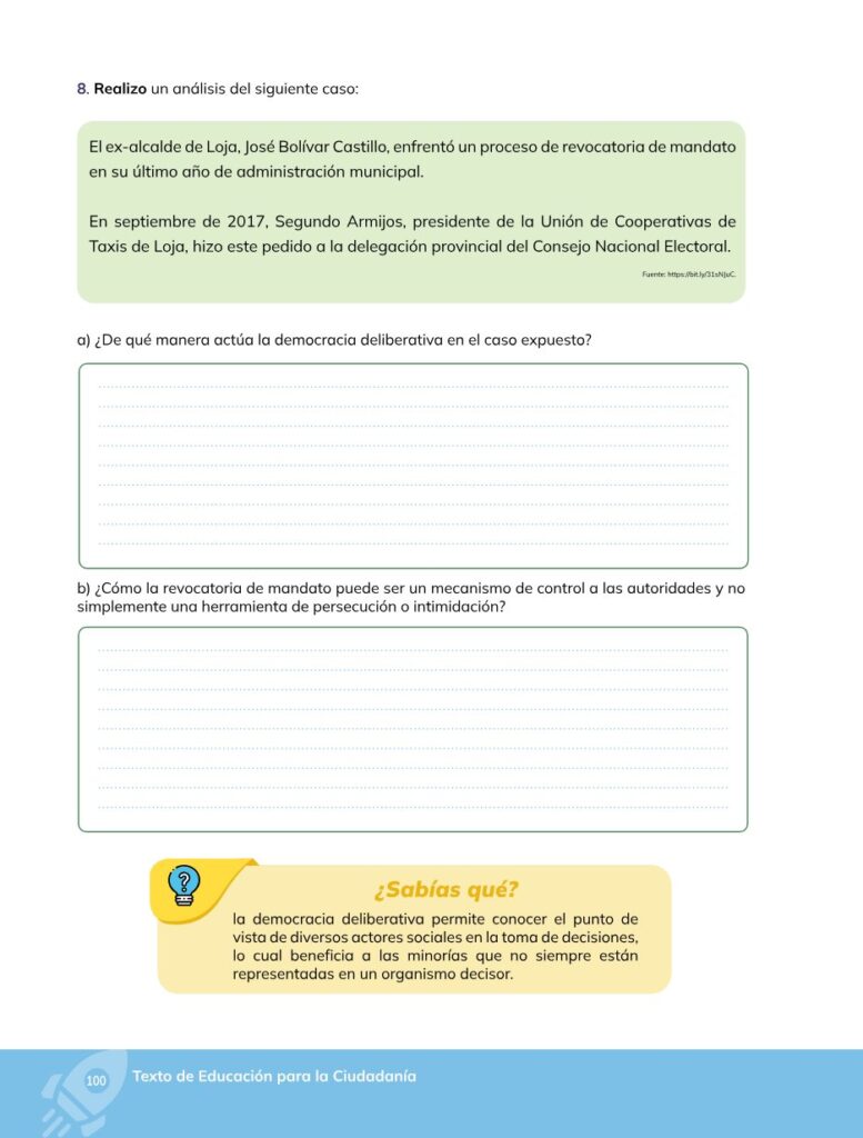 Educación para la Ciudadanía – Bachillerato General – Primer - Página 101 - Contenido informativo Resumido
