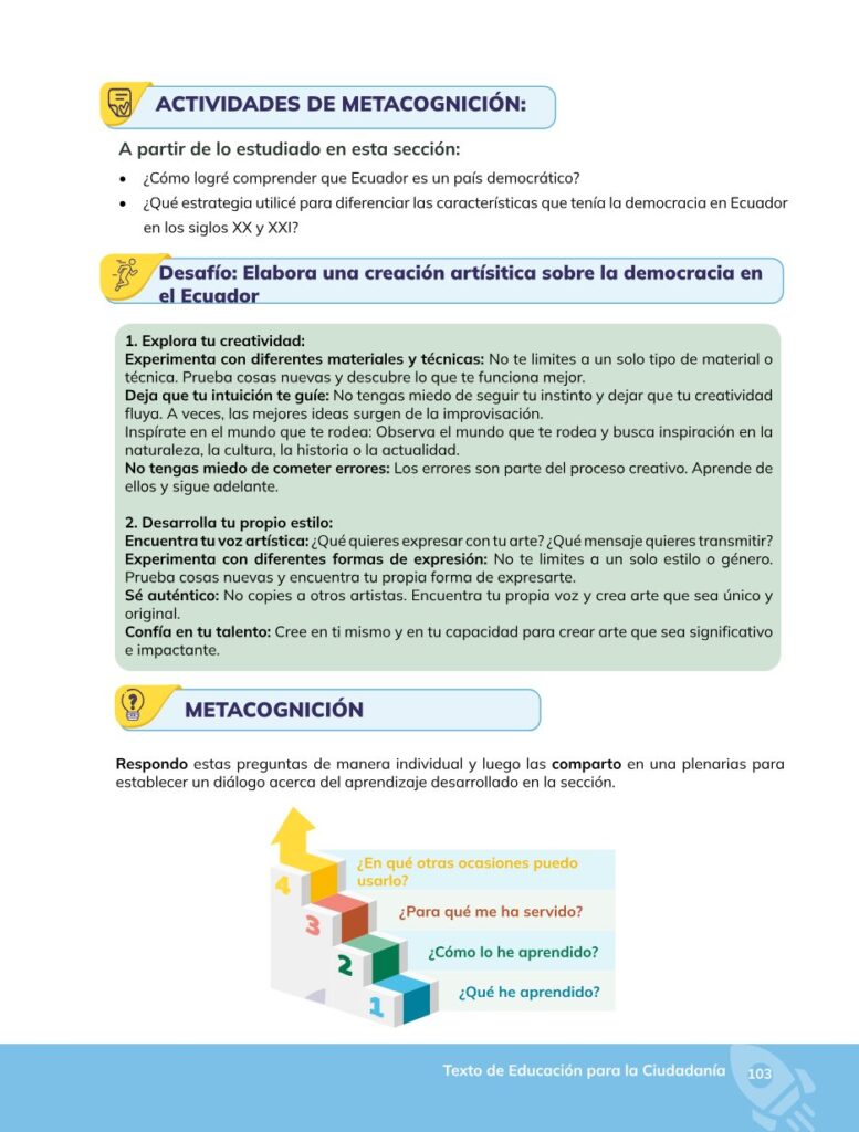 Educación para la Ciudadanía – Bachillerato General – Primer - Página 104 - Contenido informativo Resumido