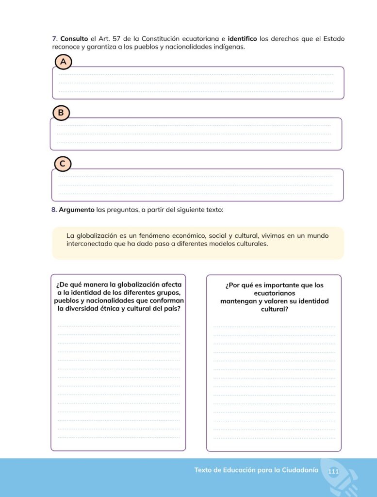 Educación para la Ciudadanía – Bachillerato General – Primer - Página 112 - Contenido informativo Resumido