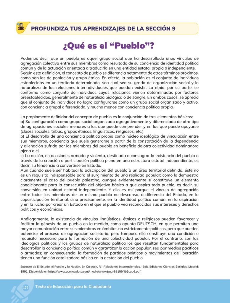 Educación para la Ciudadanía – Bachillerato General – Primer - Página 173 - Contenido informativo Resumido