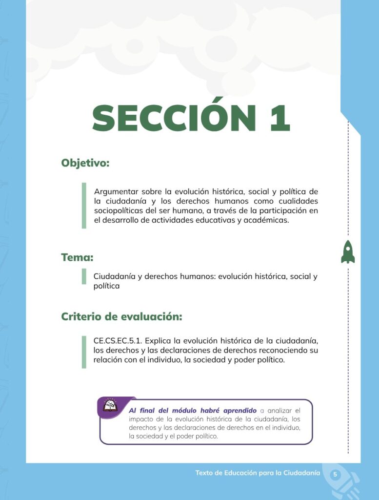 Educación para la Ciudadanía – Bachillerato General – Primer - Página 6 - Contenido informativo Resumido