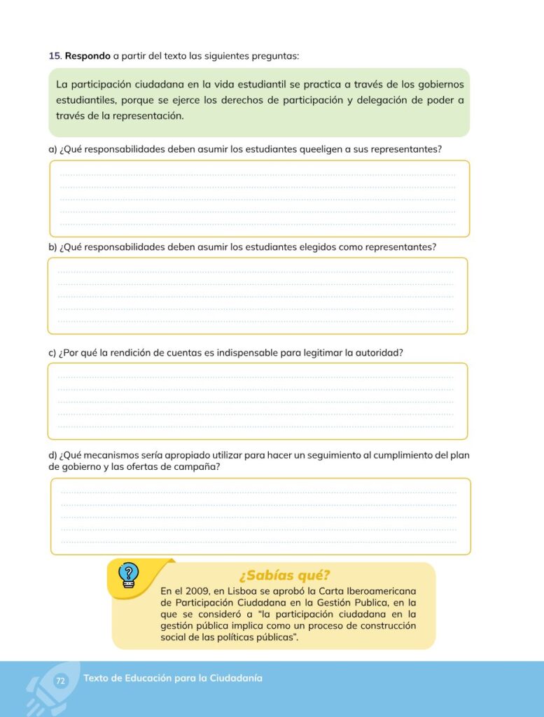Educación para la Ciudadanía – Bachillerato General – Primer - Página 73 - Contenido informativo Resumido