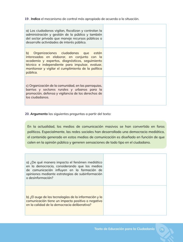 Educación para la Ciudadanía – Bachillerato General – Primer - Página 76 - Contenido informativo Resumido