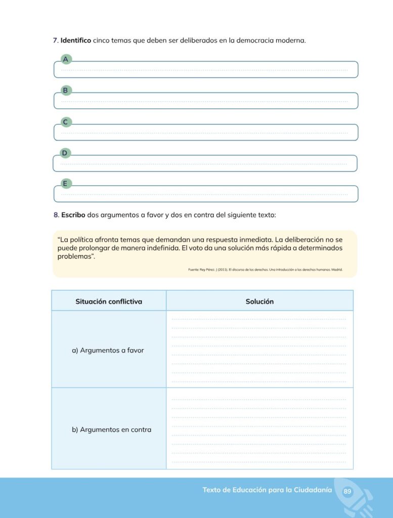 Educación para la Ciudadanía – Bachillerato General – Primer - Página 90 - Contenido informativo Resumido