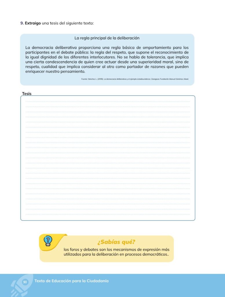 Educación para la Ciudadanía – Bachillerato General – Primer - Página 91 - Contenido informativo Resumido