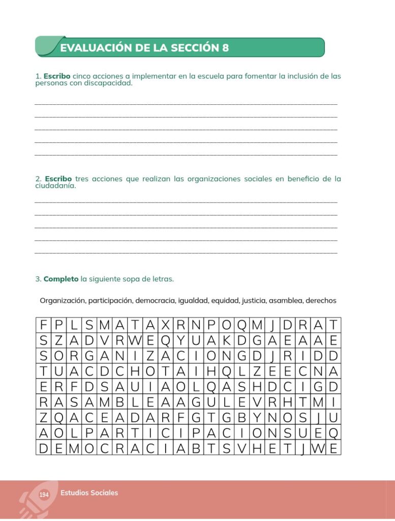 Estudios Sociales - Educación General Básica - Séptimo de Bá - Página 195 - Ejercicios Resuelto