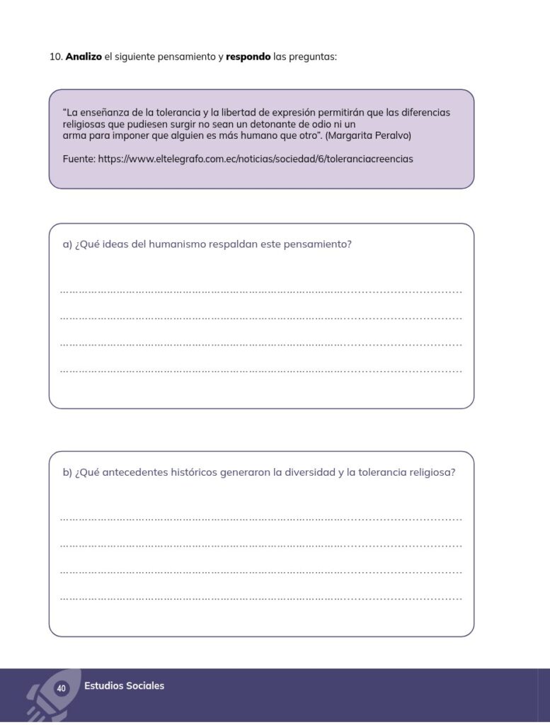 ESTUDIOS SOCIALES - Educación General Básica - Subnivel Supe - Página 41 - Ejercicios Resuelto