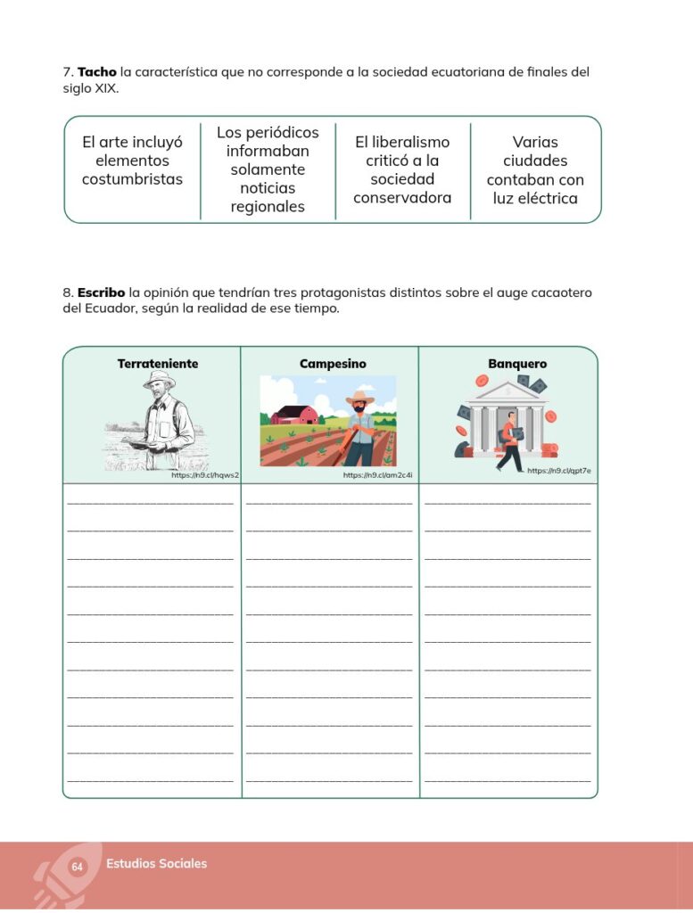 Estudios Sociales - Educación General Básica - Séptimo de Bá - Página 65 - Ejercicios Resuelto