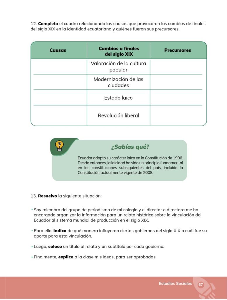 Estudios Sociales - Educación General Básica - Séptimo de Bá - Página 68 - Ejercicios Resuelto