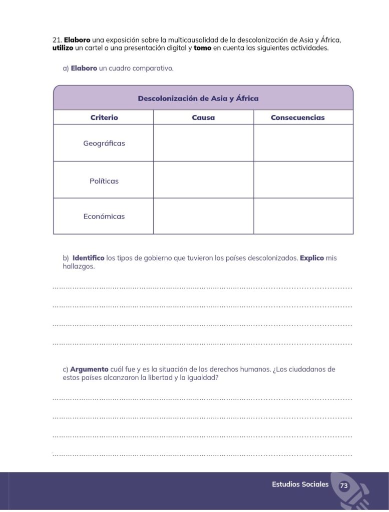 ESTUDIOS SOCIALES - Educación General Básica - Subnivel Supe - Página 74 - Evaluación Resuelto