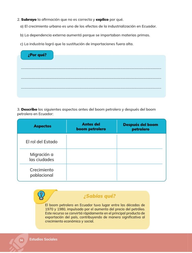 Estudios Sociales - Educación General Básica - Séptimo de Bá - Página 95 - Ejercicios Resuelto