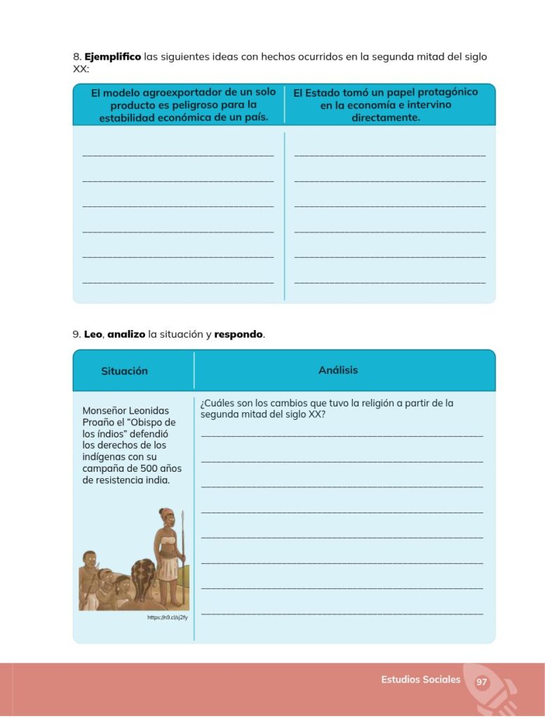 Estudios Sociales - Educación General Básica - Séptimo de Bá - Página 98 - Ejercicios Resuelto