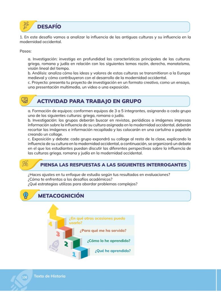 HISTORIA – Bachillerato General – 1 (Primero de Bachillerato - Página 107 - Contenido informativo Resumido