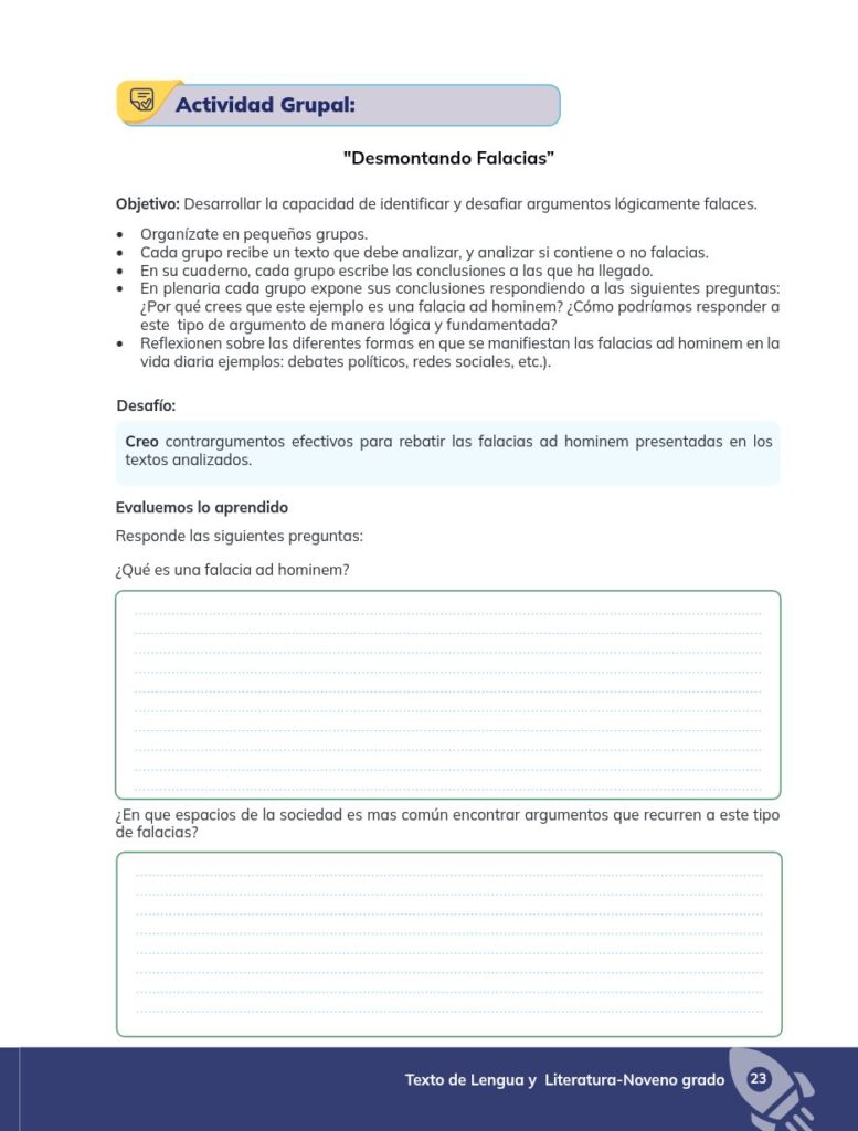 Lengua y Literatura – Educación General Básica – Subnivel Su - Página 24 - Evaluación Resuelto