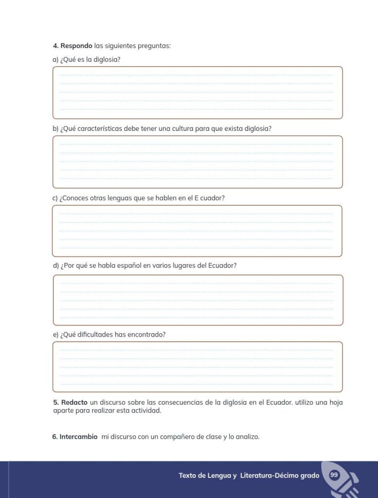 Lengua y Literatura - Educación General Básica - Subnivel Su - Página 100 - Ejercicios Resuelto