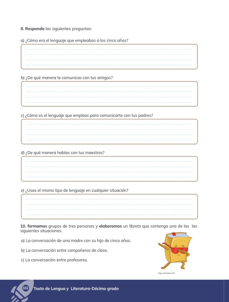 Lengua y Literatura - Educación General Básica - Subnivel Su - Página 103 - Ejercicios Resuelto