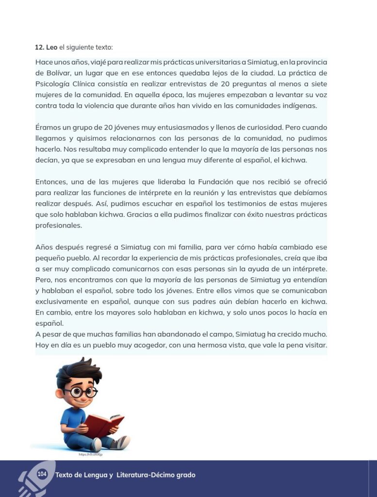 Lengua y Literatura - Educación General Básica - Subnivel Su - Página 105 - Contenido informativo Resumido
