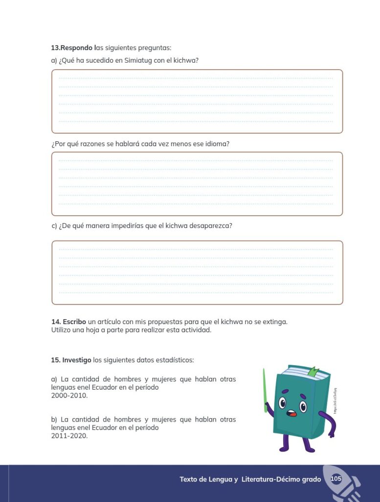 Lengua y Literatura - Educación General Básica - Subnivel Su - Página 106 - Ejercicios Resuelto