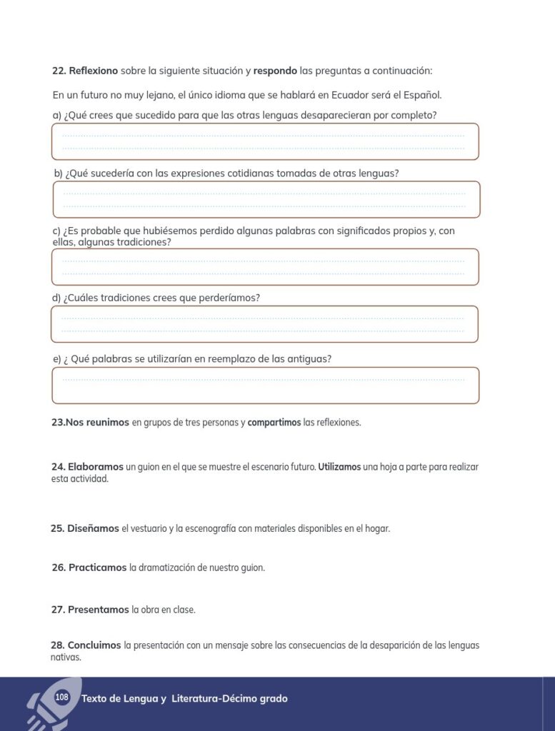Lengua y Literatura - Educación General Básica - Subnivel Su - Página 109 - Ejercicios Resuelto