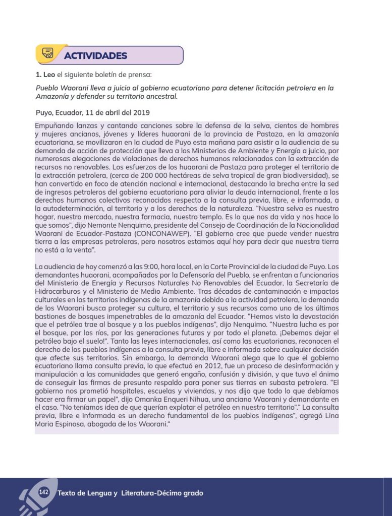Lengua y Literatura - Educación General Básica - Subnivel Su - Página 143 - Contenido informativo Resumido