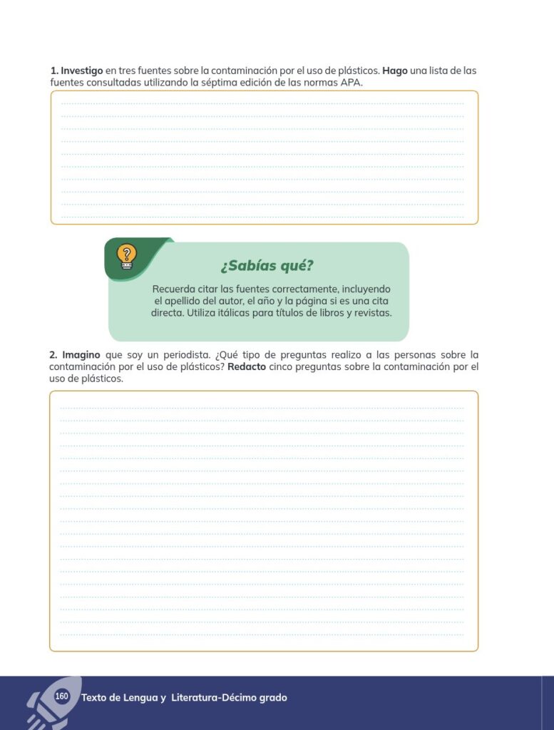 Lengua y Literatura - Educación General Básica - Subnivel Su - Página 161 - Ejercicios Resuelto