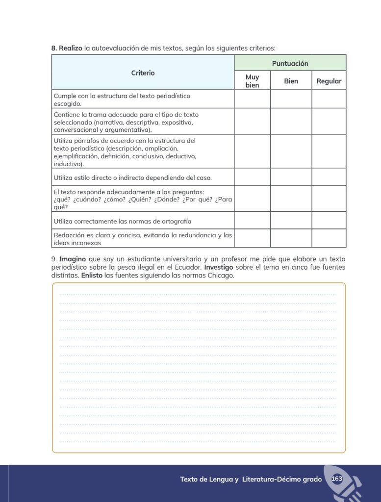 Lengua y Literatura - Educación General Básica - Subnivel Su - Página 164 - Evaluación Resuelto