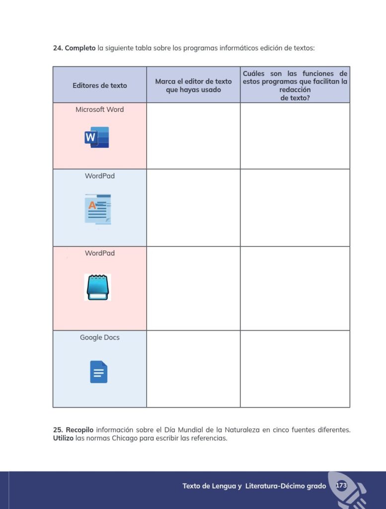 Lengua y Literatura - Educación General Básica - Subnivel Su - Página 174 - Ejercicios Resuelto