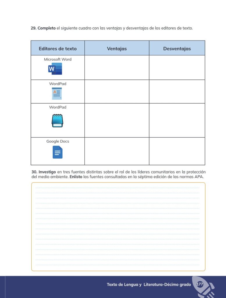 Lengua y Literatura - Educación General Básica - Subnivel Su - Página 178 - Ejercicios Resuelto