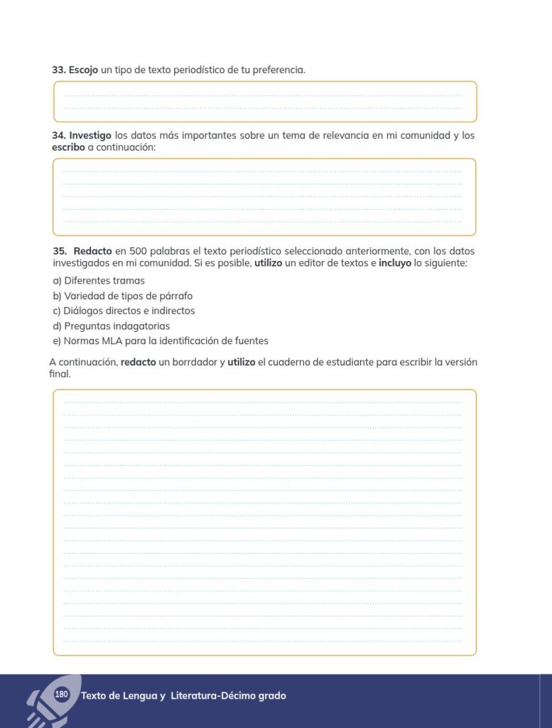 Lengua y Literatura - Educación General Básica - Subnivel Su - Página 181 - Ejercicios Resuelto
