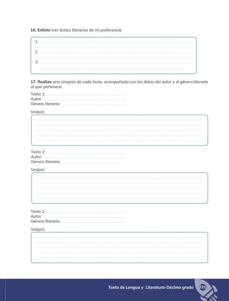 Lengua y Literatura - Educación General Básica - Subnivel Su - Página 222 - Ejercicios Resuelto