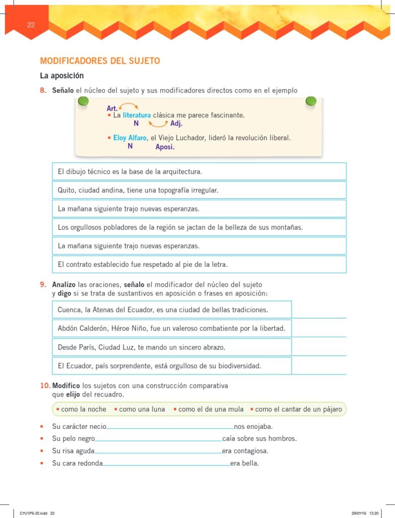 Lengua y Literatura - Educación General Básica - Subnivel Me - Página 23 - Ejercicios Resuelto