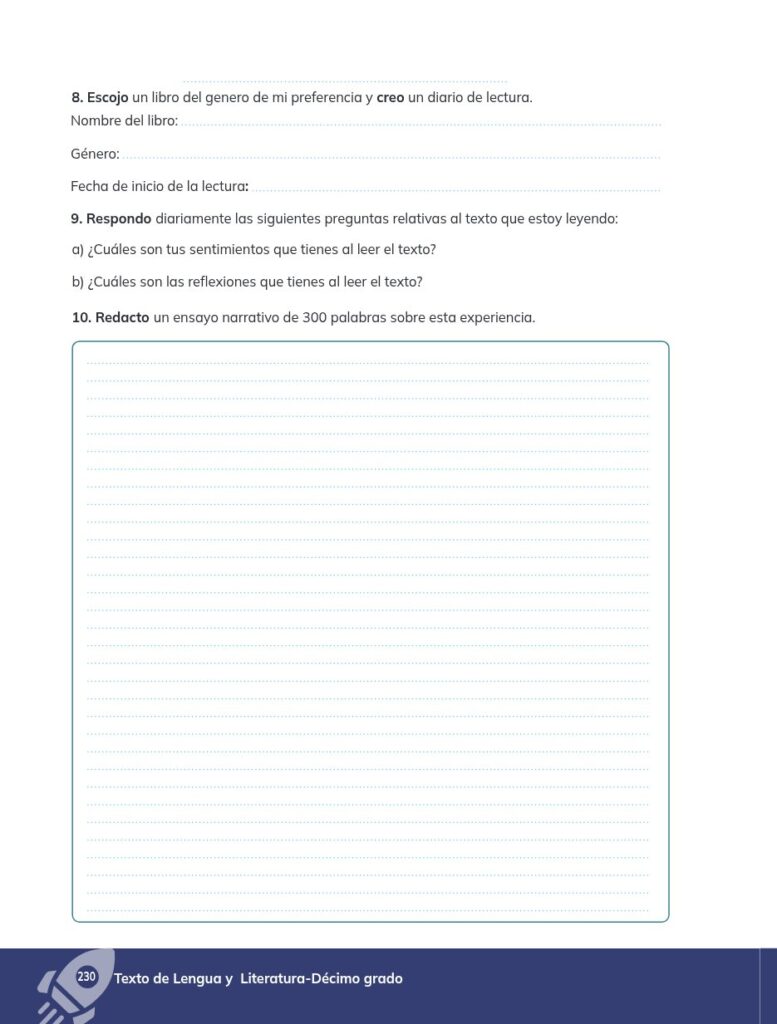 Lengua y Literatura - Educación General Básica - Subnivel Su - Página 231 - Ejercicios Resuelto