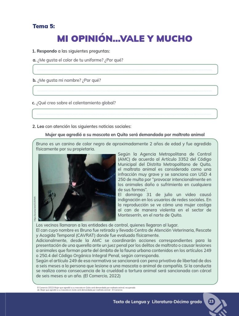Lengua y Literatura - Educación General Básica - Subnivel Su - Página 24 - Ejercicios Resuelto