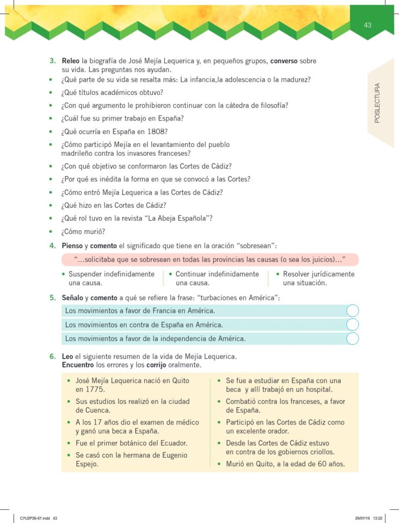 Lengua y Literatura - Educación General Básica - Subnivel Me - Página 44 - Ejercicios Resuelto