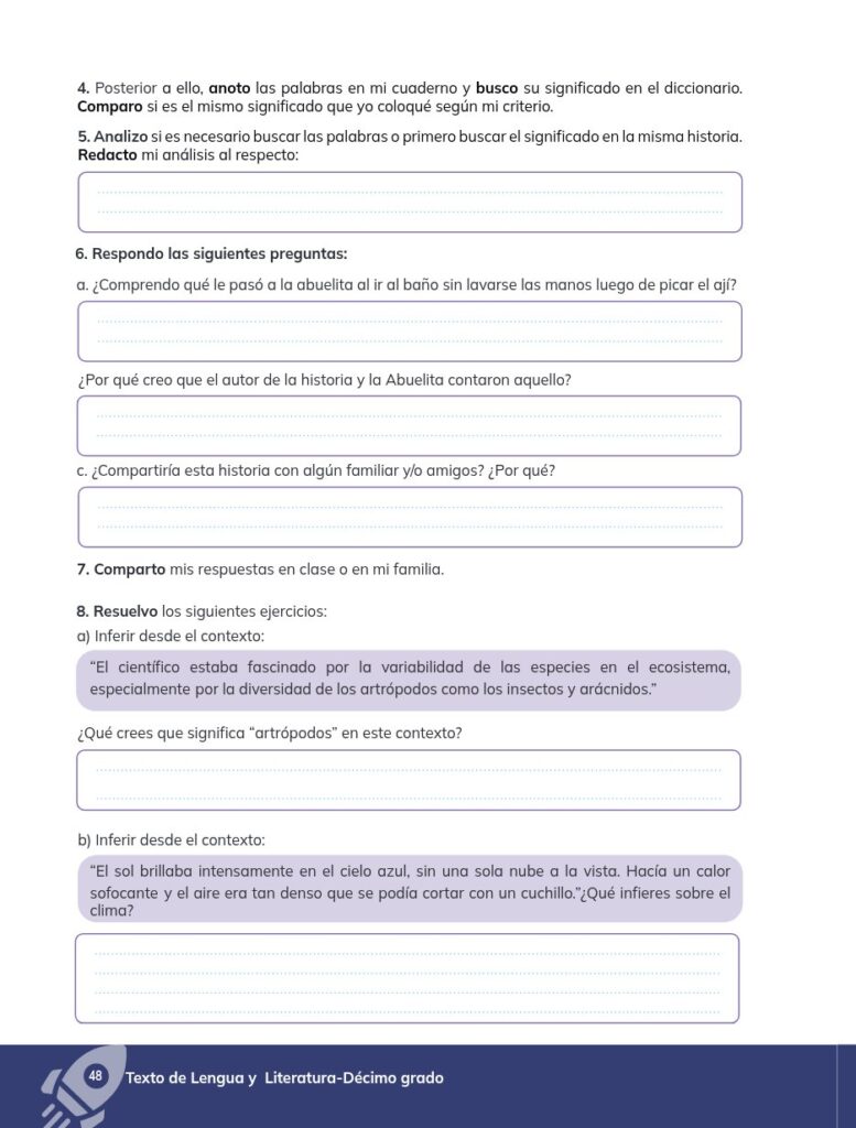 Lengua y Literatura - Educación General Básica - Subnivel Su - Página 49 - Ejercicios Resuelto