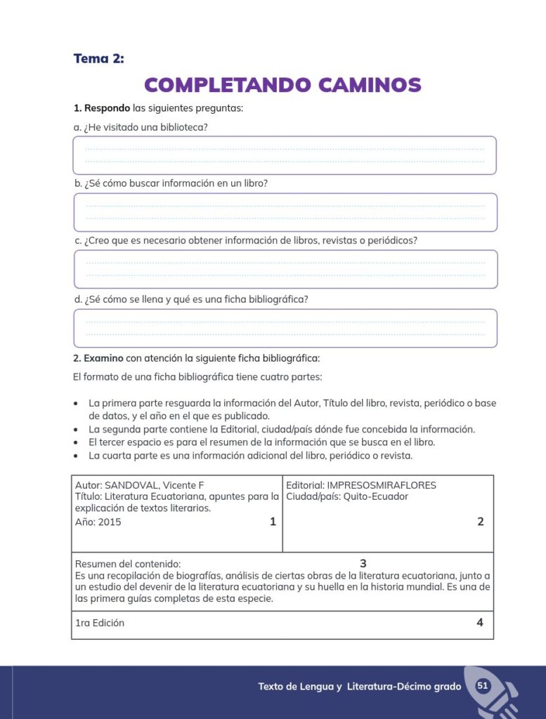 Lengua y Literatura - Educación General Básica - Subnivel Su - Página 52 - Ejercicios Resuelto