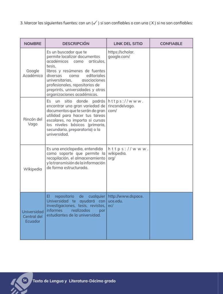 Lengua y Literatura - Educación General Básica - Subnivel Su - Página 55 - Contenido informativo Resuelto