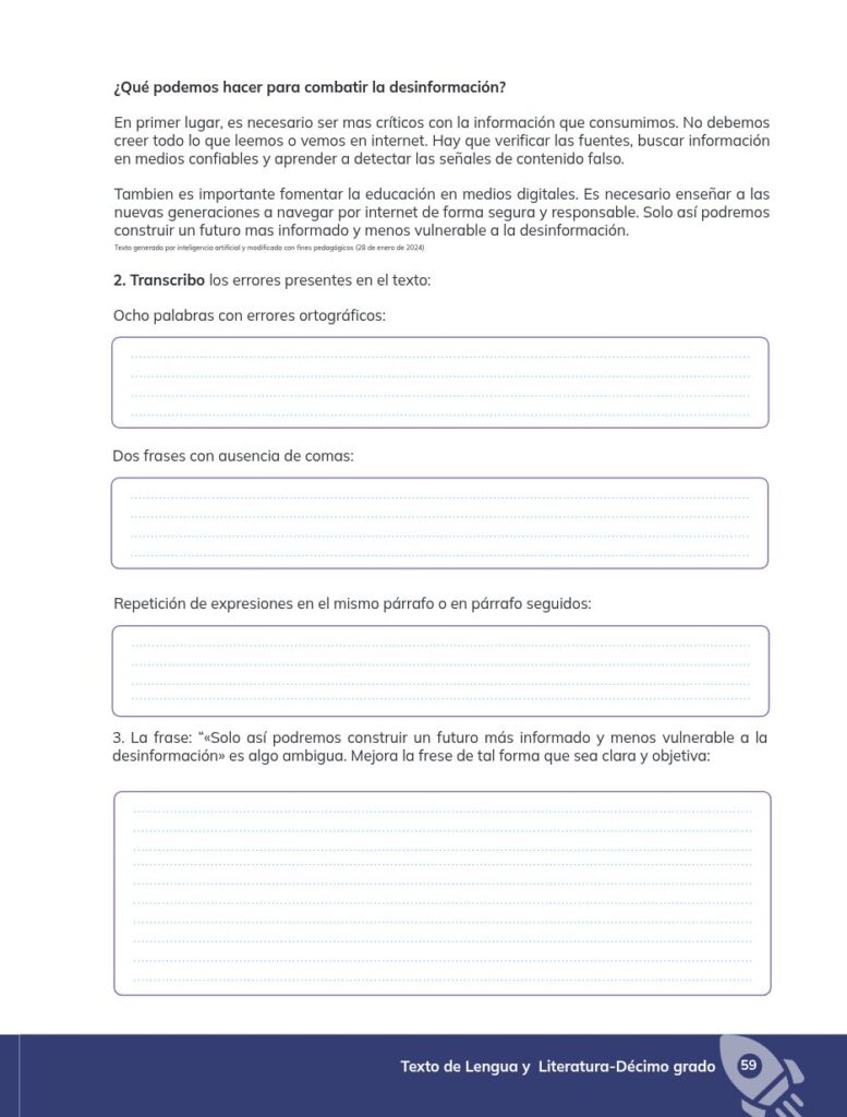 Lengua y Literatura - Educación General Básica - Subnivel Su - Página 60 - Ejercicios Resuelto