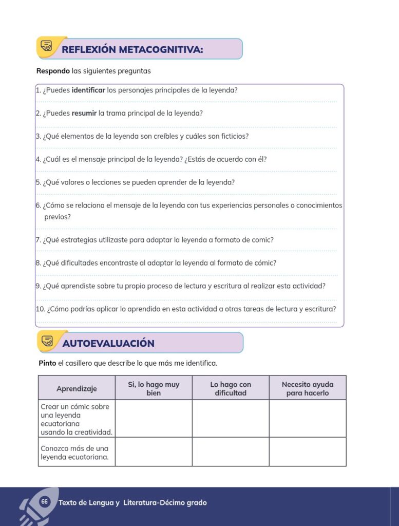 Lengua y Literatura - Educación General Básica - Subnivel Su - Página 67 - Evaluación Resuelto