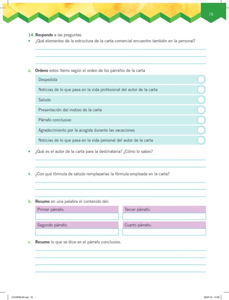 Lengua y Literatura - Educación General Básica - Subnivel Me - Página 80 - Ejercicios Resuelto