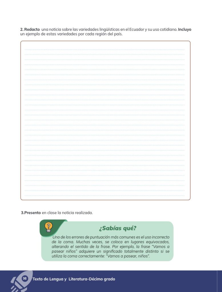 Lengua y Literatura - Educación General Básica - Subnivel Su - Página 99 - Ejercicios Resuelto