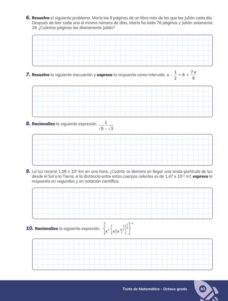 MATEMÁTICA - Educación General Básica - Subnivel Superior - - Página 84 - Ejercicios Resuelto