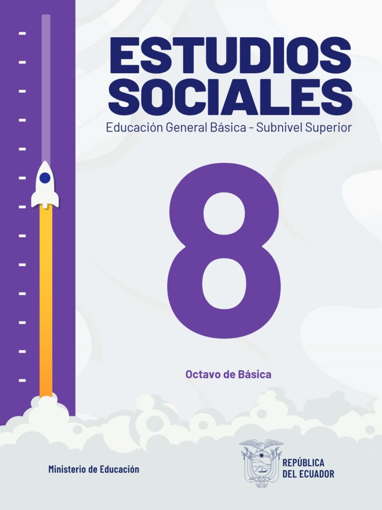 Portada del libro Estudios Sociales – Educación General Básica – Subnivel Superior – Octavo de Básica
