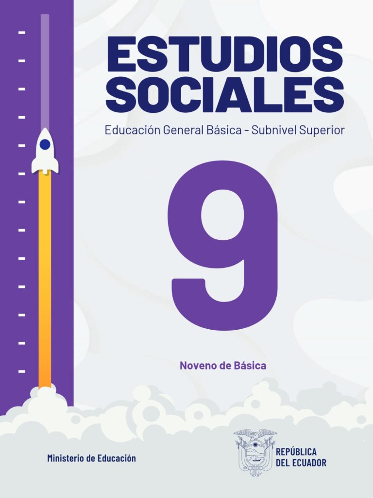 Portada del libro Estudios Sociales – Educación General Básica – Subnivel Superior – Noveno de Básica