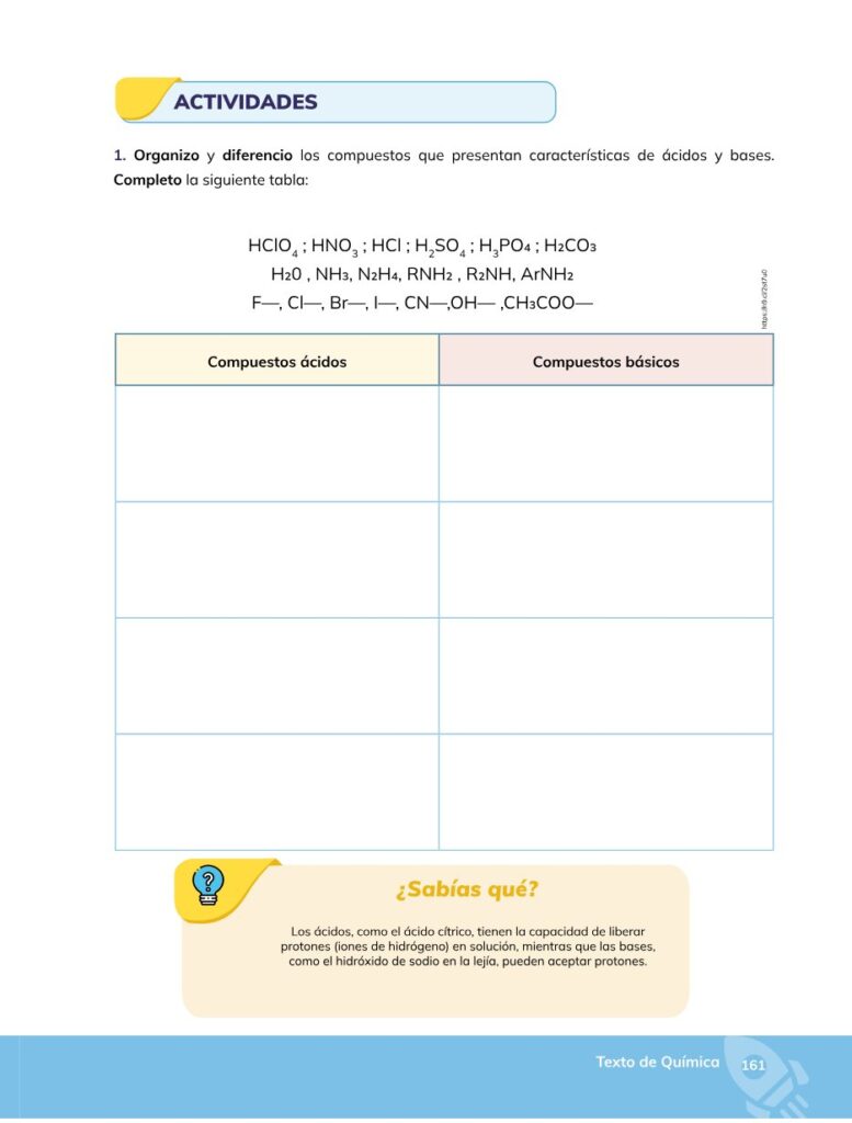Química – Bachillerato General – 1 (Primero de Bachillerato) - Página 162 - Contenido informativo Resumido